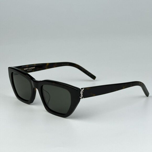 NEW Saint Laurent SLM127/F 002 Havana Green Cat Eye Women Sunglasses - Picture 8 of 13